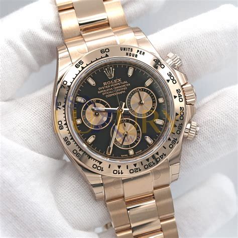 gold rolex daytona black dial 1165|rolex daytona everose gold price.